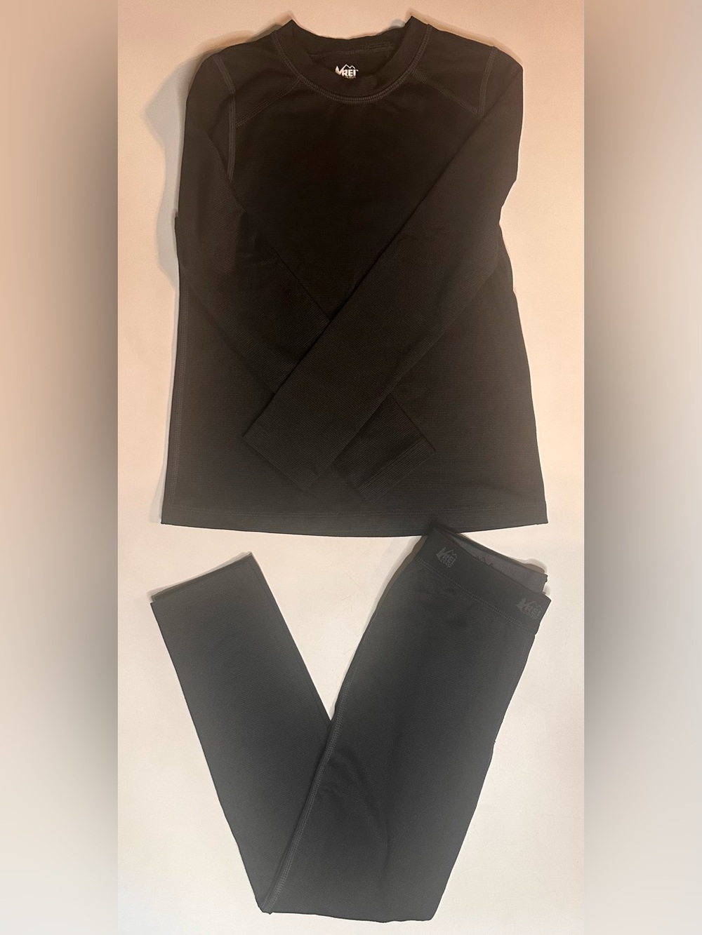REI Co-op Kids Base Layer Thermal Set Black Long Sleeve & Pants XS 6-7